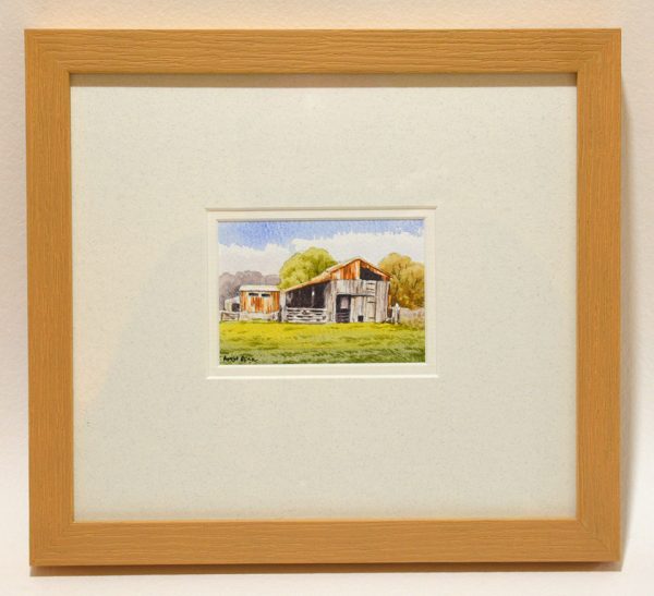 Lean to shed. Framed watercolour sketch